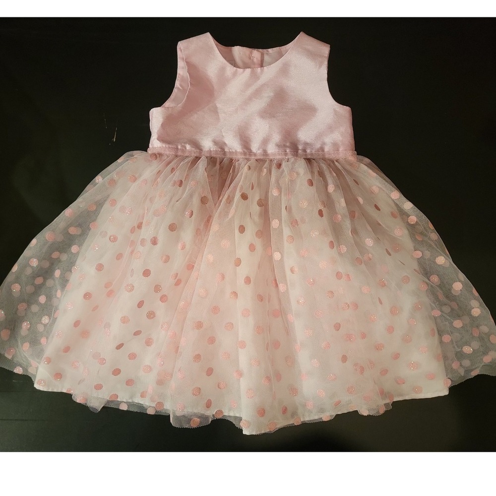 Special Occasion by Marmellata Pink Glitter Polka Dot Tulle Dress 12M